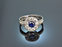Um 1920! Historischer Diamant Saphir Ring 0,9 ct...