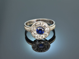 Um 1920! Historischer Diamant Saphir Ring 0,9 ct...