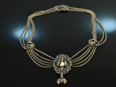 Around 1960! Pretty traditional Dirndl necklace with Grandl silver 800