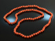Around 1970! Especially beautiful long Mediterranean coral necklace gold 750