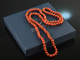 Around 1970! Especially beautiful long Mediterranean coral necklace gold 750