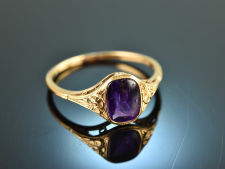 Um 1900! Feiner Belle Epoque Amethyst Ring Gold 585