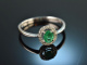 Fine Green! Klassischer Smarad Brillant Ring Weiß Gold 750