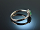 Fine Green! Klassischer Smarad Brillant Ring Wei&szlig; Gold 750