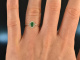 Fine Green! Klassischer Smarad Brillant Ring Wei&szlig; Gold 750