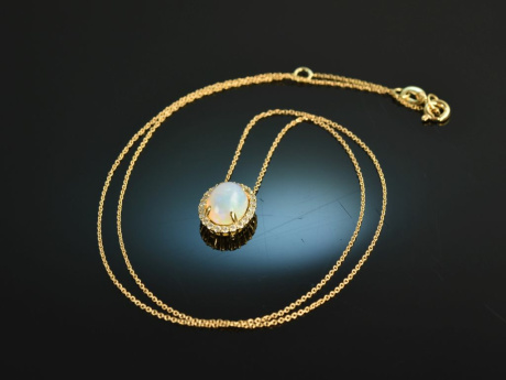 Fine Shine! Wundervolles Opal Brillant Collier Gold 750