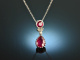 Fine Red! Zartes Collier mit Rubinen und Brillanten Wei&szlig; Gold 750