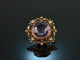 Um 1880! Belle Epoque Brosche mit Amethyst und Saatperlen Rot Gold 333