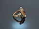 Um 1880! Historischer Ring mit Achat Kamee Diamantrosen und Saatperlen Gold 750