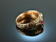 Um 1820! Historischer Ring mit Almandinen und schwarzem Zieremail Gold 750