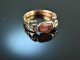 Um 1780! Historischer Ring mit Diamantrosen und rotem Turmalin Gold 585