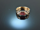 Um 1780! Historischer Ring mit Diamantrosen und rotem Turmalin Gold 585
