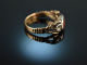 Um 1780! Historischer Ring mit Diamantrosen und rotem Turmalin Gold 585