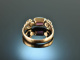 Um 1780! Historischer Ring mit Diamantrosen und rotem Turmalin Gold 585