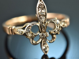 Um 1770! Zarter Rokoko Ring mit Diamant Rosen Gold 585