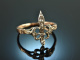 Um 1770! Zarter Rokoko Ring mit Diamant Rosen Gold 585