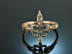 Um 1770! Zarter Rokoko Ring mit Diamant Rosen Gold 585