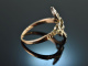 Um 1770! Zarter Rokoko Ring mit Diamant Rosen Gold 585