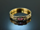 Um 1800! Zarter Klassizismus Ring mit Rubin und Diamanten Gold 750