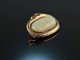 Um 1814! Ouroboros Schlangen Brosche mit Opal und Granat Gold 333