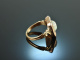 Um 1815! Ouroboros Schlangen Ring mit Opal Rot Gold 585