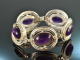 Around 1970! Cool Vintage Statement Bracelet with Amethysts Silver 800