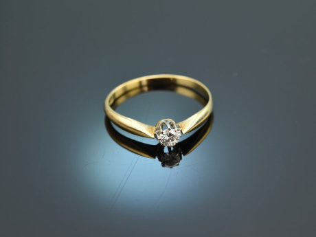 Um 1950!  Klassischer Brillant Solit&auml;rring 0,15 ct Gold 585