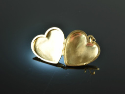Around 1980! Pretty heart locket pendant gold 333