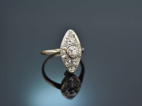 Um 1910! Feiner Belle Epoque Diamant Ring 0,75 ct Gold 585 Platin