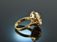 Um 1950! Schöner Granat Ring mit Saatperlen Gold 585