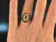 Um 1950! Sch&ouml;ner Granat Ring mit Saatperlen Gold 585