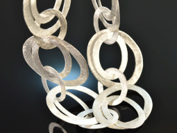 Cool Satin Silver! Schicke satinierte Ring Glieder Kette...