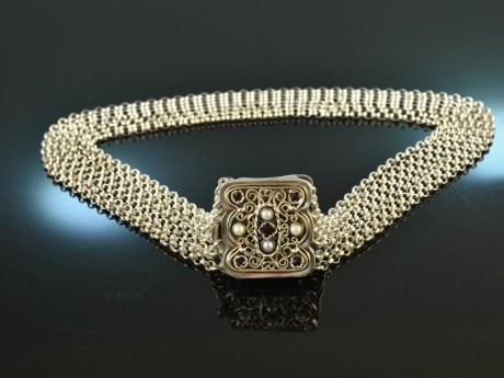 Around 1950! Pretty Trachten Dirndl crop necklace 7 rows silver 835