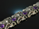 Around 1965! Chic Vintage Statement Bracelet with Amethysts Silver 835