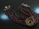 Around 1960! Especially beautiful traditional costume garnet goiter necklace 7 rows silver 835