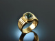 Um 1990! Schwerer Goldschmiede Ring mit gr&uuml;nem Turmalin Gold 750