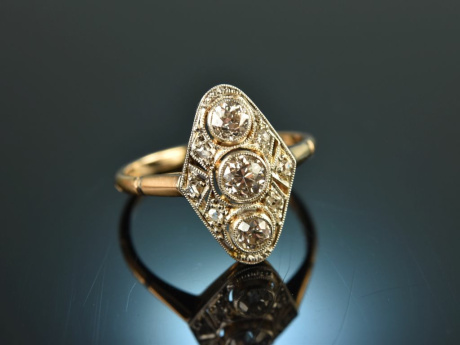 Berlin um 1910! Feiner Belle Epoque Diamant Ring Gold 585 Platin