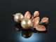 Autumn Leaves! Cultured pearl drop earrings silver 925 rose gold plated