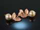 Autumn Leaves! Cultured pearl drop earrings silver 925 rose gold plated
