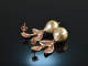 Autumn Leaves! Cultured pearl drop earrings silver 925 rose gold plated