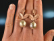 Autumn Leaves! Cultured pearl drop earrings silver 925 rose gold plated