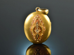 Um 1890! Wundervoller Medaillon Anh&auml;nger Diamantrose Gold 585