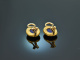 Around 1990! Handmade ear clips with lapis lazuli gold 750