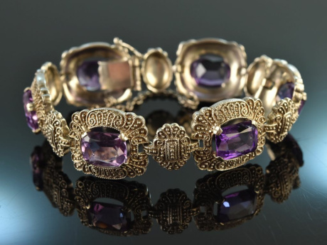 Um 1930! Sch&ouml;nes Art Deco Armband mit Amethysten Silber 835