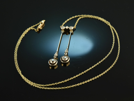 Um 1910! Belle Epoque Collier Altschliff Diamanten Platin Gold 585