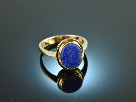 Around 1970! Beautiful coat of arms signet ring with lapis lazuli gold 333