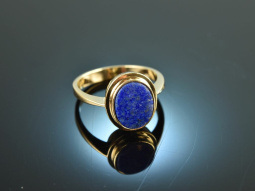 Um 1970! Sch&ouml;ner Wappen Siegel Ring mit Lapislazuli...