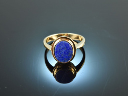 Um 1970! Sch&ouml;ner Wappen Siegel Ring mit Lapislazuli Gold 333