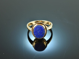 Um 1970! Sch&ouml;ner Wappen Siegel Ring mit Lapislazuli...