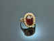 Um 1820! Historischer Granat Ring mit Saatperlen Gold 585